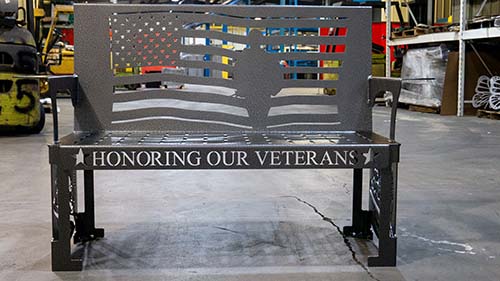 Photo of an LBI "Honoring our Veterans" steel bench